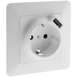 Zenitech - Prise Schuko + usb - Blanc