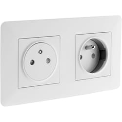 Zenitech - Double prise affleurante 2P+T 16A livrée avec boîte d'encastrement - Blanche - Artezo