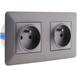 Zenitech - Doubles prises 2P+T 16A livrée avec boîte d'encastrement Titanium - Artezo