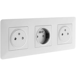 Zenitech - Triple prise affleurante 2P+T 16A livrée avec boîte d'encastrement - Blanche - Artezo