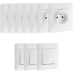 Zenitech - Lot de 7 prises + 3 va et vient - Blanc - Artezo