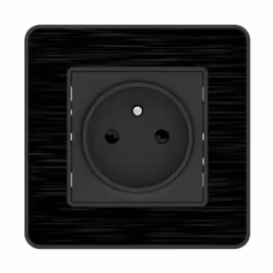 Prise 2P+T 16A simple complet - métal Noir brossé - Kouro - Zenitech