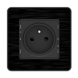 Prise 2P+T 16A simple complet - métal Noir brossé - Kouro - Zenitech