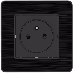 Prise 2P+T 16A - Easy Eject – complet - métal noir brossé – gamme Kouro - Zenitech Modèle : prise encastrable 2P+T 16A Marque ...