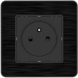 Prise 2P+T 16A - Easy Eject complet - métal Noir brossé Kouro - Zenitech