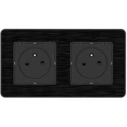 Zenitech - Prise 2P+T 2x16A - Easy Eject complet - métal Noir brossé Kouro