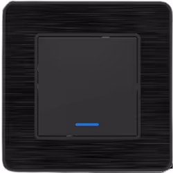 Interrupteur simple complet va-et-vient à voyant 10A - métal noir brossé - gamme Kouro - Zenitech Modèle : interrupteur compl ...