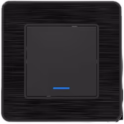 Bouton poussoir voyant en métal noir brossé - Kouro Modèle : bouton poussoir simple à voyant Marque : Zenitech Gamme : Kouro ...