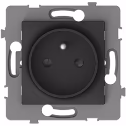 Prise simple 2P+T encastrable - à composer - métal noir brossé - gamme Kouro - Zenitech Modèle : prise simple 2 pôles avec te ...
