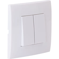 Zenitech - Va et vient double encastré + plaque de finition Kalya - Blanc