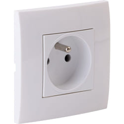 Prise encastrée Schuko + plaque de finition Kalya - Blanc Zenitech