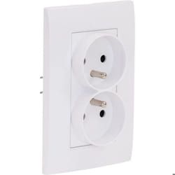 Double prise Verticale + plaque de finition Kalya - Blanc - Zenitech