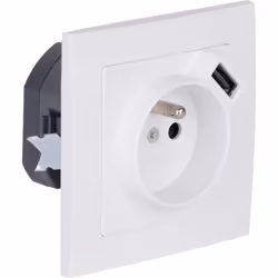 Caractéristiques de la prise avec terre + USB-A + plaque de finition Kalya - IP20 - Zenitech : Modèle : prise avec terre + US ...