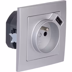 Caractéristiques de la prise avec terre + USB-A + plaque de finition Kalya - IP20 - Zenitech : Modèle : prise avec terre + US ...