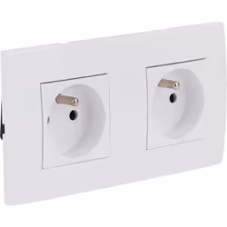 Zenitech - Double prise horizontale + plaque de finition Kalya - Blanc