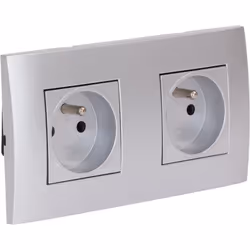 Zenitech - Double prise encastrée + plaque de finition Kalya - Argent