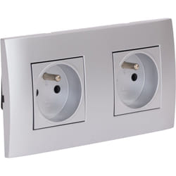 Zenitech - Double prise encastrée + plaque de finition Kalya - Argent