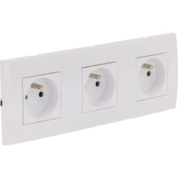 Triple prise encastrée + plaque de finition Kalya - Blanc - Zenitech
