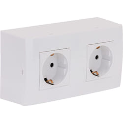Zenitech - Double prise Schuko en saillie + plaque de finition Kalya - Blanc