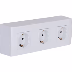 Caractéristiques de la triple prise Schuko avec terre + plaque de finition Kalya - IP20 - Zenitech : Modèle : triple prise Sc ...