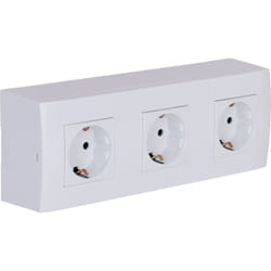 Zenitech - Triple prise Schuko en saillie + plaque de finition - Blanc - Kalya