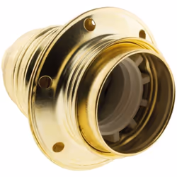 Description générale Douille E27 en acier laitonné avec double bague et borne de terre, idéale pour un éclairage fiable et sé ...