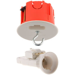 Zenitech - Kit dcl point de centre murs placo Ø65mm + fiche + douille E27 + crochet - Rouge