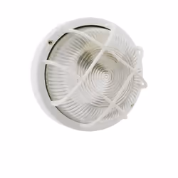 Hublot rond d'éclairage extérieur IP44 en applique avec grille, blanc ELEXITY référence 141008. Hublot rond en finition blanc ...