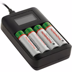 Chargeur de piles sur secteur compatible AA et AAA - Thomson Ne jetez plus vos piles ! Rechargez les rapidement grâce à ce ch ...