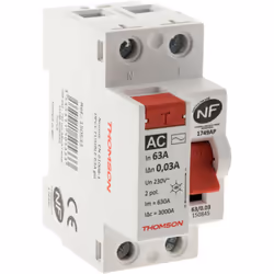 Caractéristiques de l'interrupteur différentiel à vis 30mA - type A ou type AC - 40A ou 63A NF - Thomson : Modèle : interrupt ...