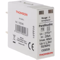 Caractéristiques de la cartouche de rechange pour parafoudre modulaire - 40kA - Thomson : Modèle : cartouche de rechange pour ...