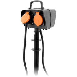 Zenitech - Piquet 2 prises 2P+T câble H07RN-F 3G1,5mm² IP44 + programmateur Noir
