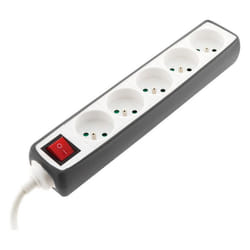 Multiprise 5x16A 2P+T + interrupteur + housse - gris - Zenitech