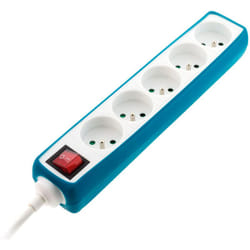 Zenitech - Multiprise 5 prises 16A 2P+T avec interrupteur et housse - Bleue