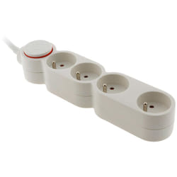 Zenitech - Bloc Home 4 prises 16A 2P+T avec interrupteur et fiche extraplate - Blanc - 1,5m