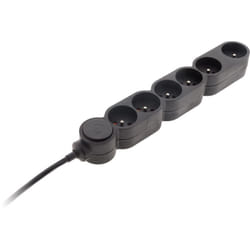 Zenitech - Bloc Home 6 prises 16A 2P+T avec interrupteur et fiche extraplate - Noir - 1,5m