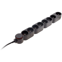 Zenitech - Bloc Home 8 Prises 16A Interrupteur Noir et Fiche Extraplate - 1,5m