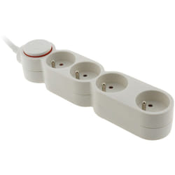 Zenitech - Bloc Home 4 prises 16A 2P+T avec interrupteur et fiche extraplate - Blanc - 3m
