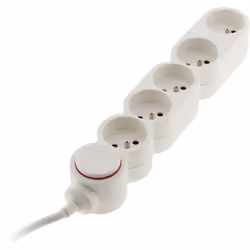 Zenitech - Bloc Home 5 prises 16A 2P+T avec interrupteur et fiche extraplate - Blanc - 3m