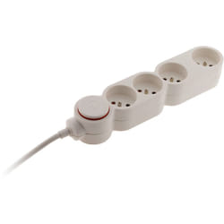 Zenitech - Bloc Home 4 prises 16A 2P+T avec interrupteur et fiche parafoudre - Blanc - câble HO5VV-F 3G1mm² 1,5m