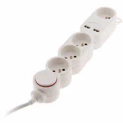 Bloc Home 4 prises et deux USB avec interrupteur et fiche plate (1,5m) - Zenitech Bloc multiprise Home de Zenitech conçu pour ...