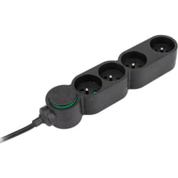 Bloc multiprise écoresponsable 4 prises 2P+T Home Green - Noir - Zenitech