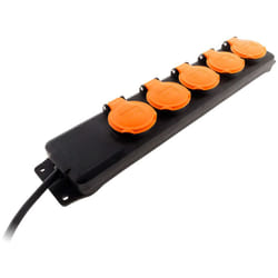 Zenitech - Bloc étanche IP44 5 prises 16A 2P+T avec clapets - Câble HO5RRF 3G1mm² de 1,5m Noir