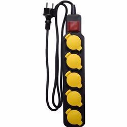 Bloc multiprise ZENITECH 15 m - étanche 5 prises 5 x 16A + clapet 3G1 - IP 44