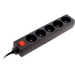 Zenitech - Bloc 5 prises 16A 2P+T + interrupteur - Noir