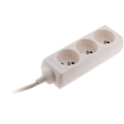 Zenitech - Bloc 3 prises avec fiche extra plate - Blanc 1m