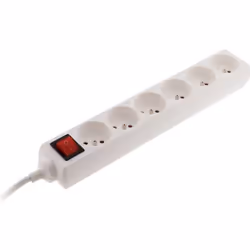 Bloc multiprise ZENITECH 6 prises 16A - 2P+T - avec interrupteur blanc