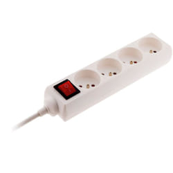 Zenitech - Bloc 4 prises 16A 2P+T avec interrupteur - Blanc
