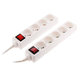 Zenitech - Lot de 2 blocs 4x 16A et 5x 16A avec interrupteur - Blanc