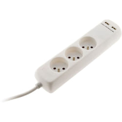 Zenitech - Bloc 3 prises 16A 2P+T avec 2x usb en 2,1A câble H05VV-F 3G1mm² 1m